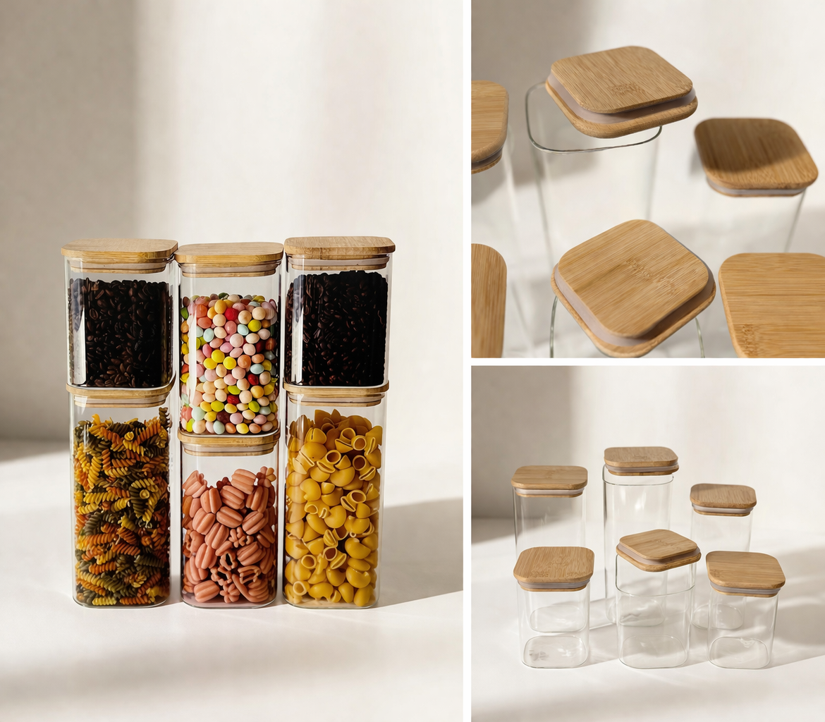 Bambus Vorratsgläser 6er
